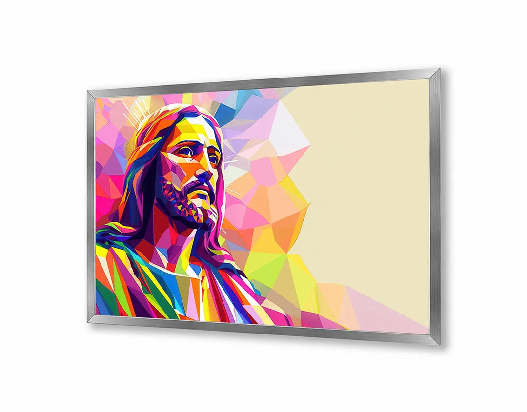 Metalen Magneetbord met hoogwaardige afbeelding van Kleurrijk portret jezus voor aan de muur