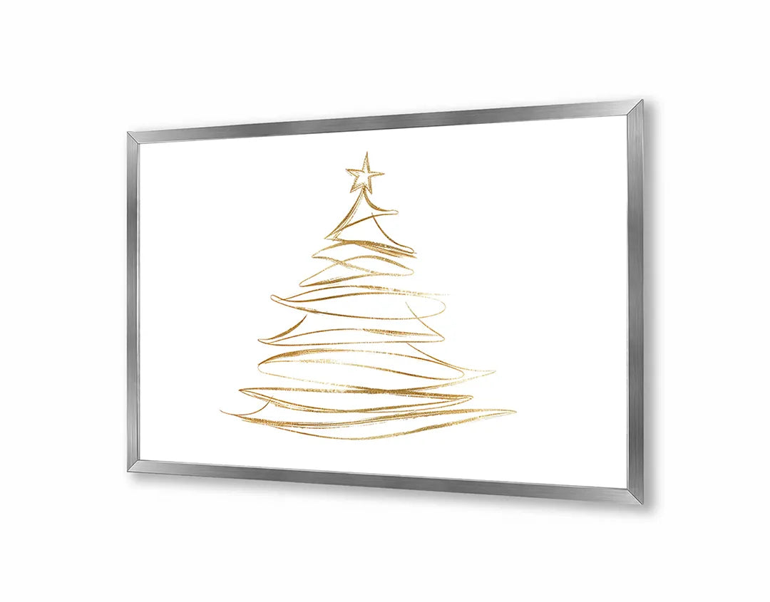 Metalen Magneetbord met hoogwaardige afbeelding van Gouden kerstboom lijnen voor aan de muur