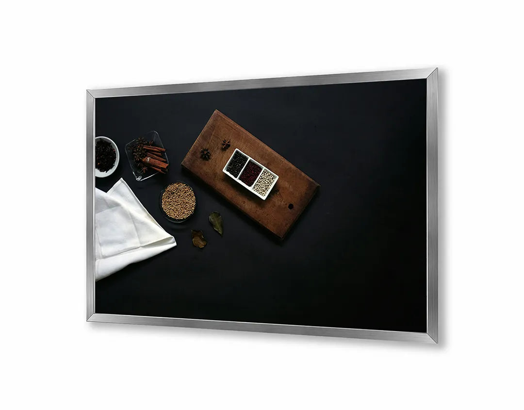 Metalen Magneetbord met print van Koffiekopjes en bonen hout perfect als decoratie