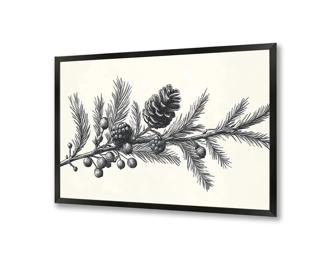 Metalen Magneetbord met hoogwaardige afbeelding van Dennenappel tak tekening voor aan de muur