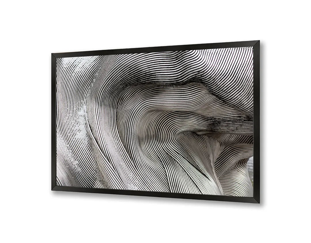 Metalen Magneetbord met afbeelding van abstracte vloeiende lijnen in zilvergrijs kleuren