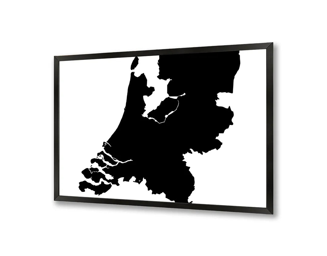 Metalen Magneetbord met afbeelding van Nederland landkaart silhouet in zwart-wit kleuren