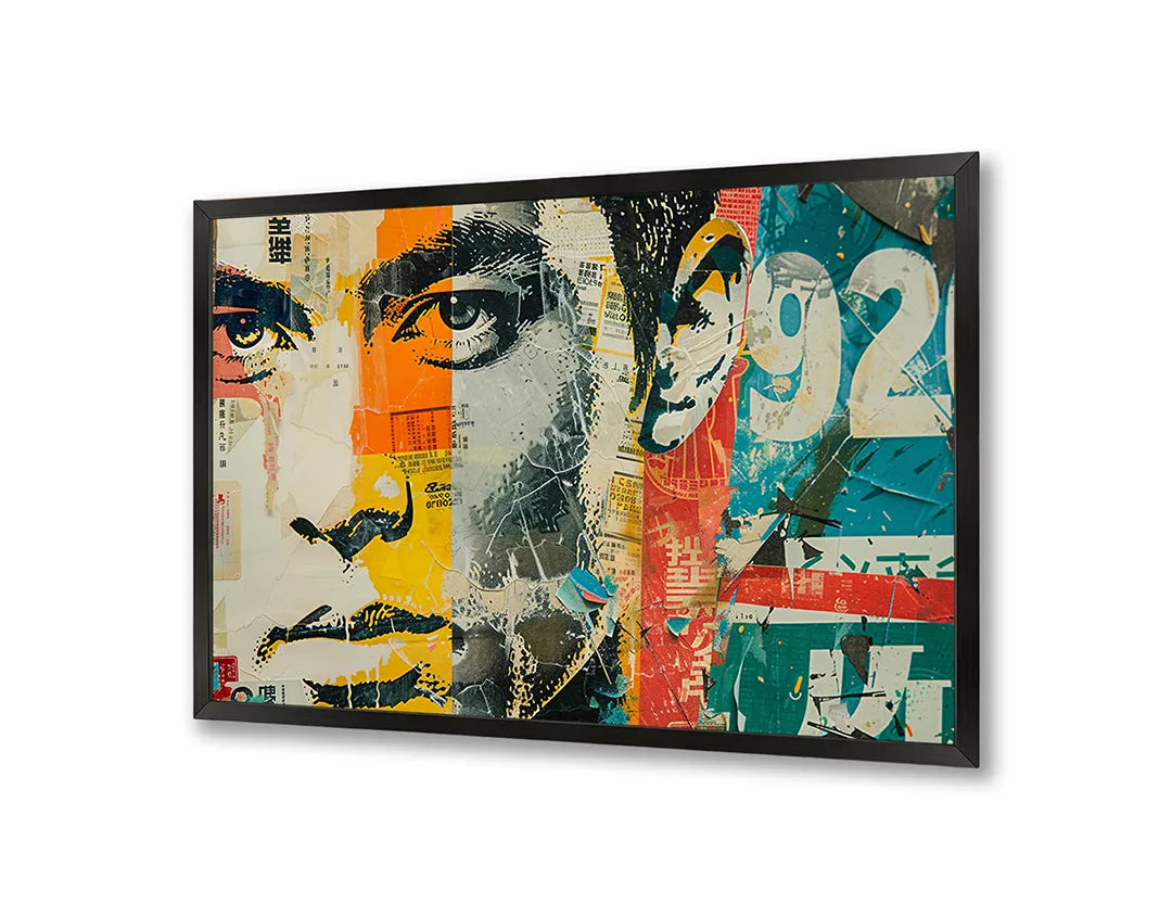 Metalen Magneetbord met hoogwaardige afbeelding van Abstract mannengezicht pop art voor aan de muur
