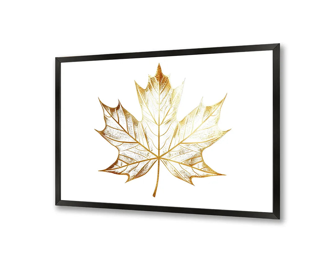 Metalen Magneetbord met hoogwaardige afbeelding van Gouden esdoornblad wit voor aan de muur