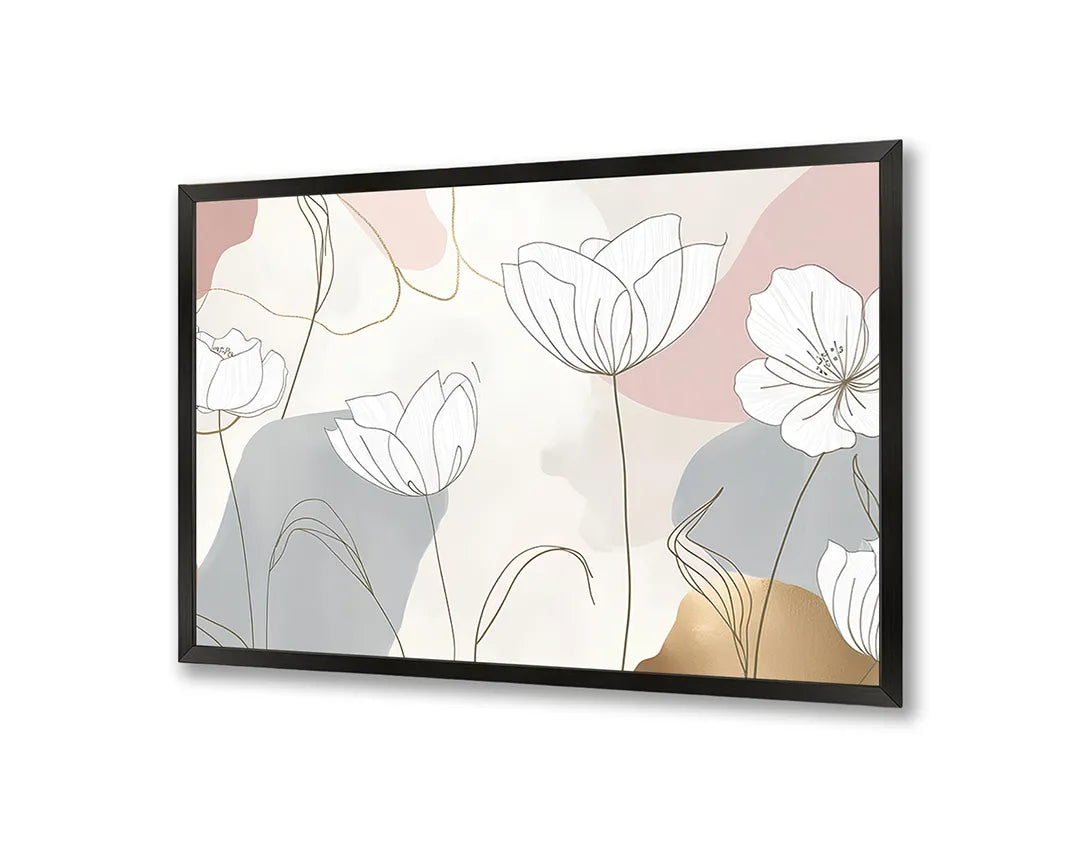 Metalen Magneetbord met hoogwaardige afbeelding van Minimalistische bloemen pastel voor aan de muur