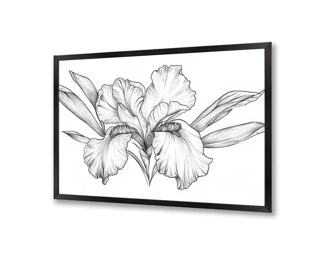 Metalen Magneetbord met hoogwaardige afbeelding van Zwart wit bloemtekening voor aan de muur