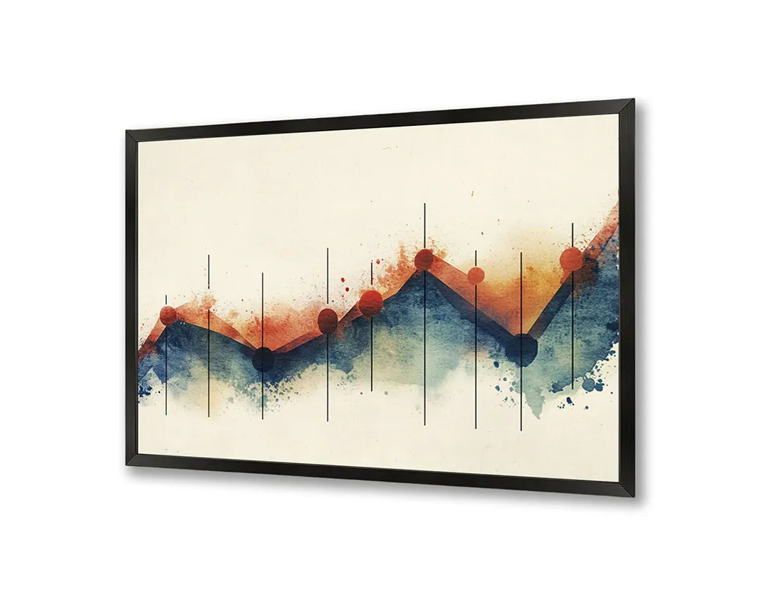 Metalen Magneetbord met hoogwaardige afbeelding van Abstracte bergen waterkleur voor aan de muur