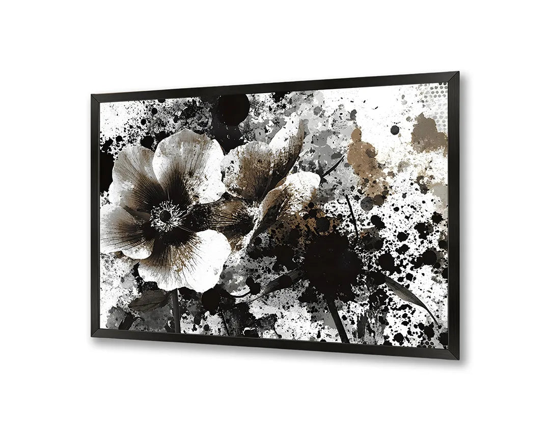 Metalen Magneetbord met hoogwaardige afbeelding van Zwarte inkt bloem spatten voor aan de muur