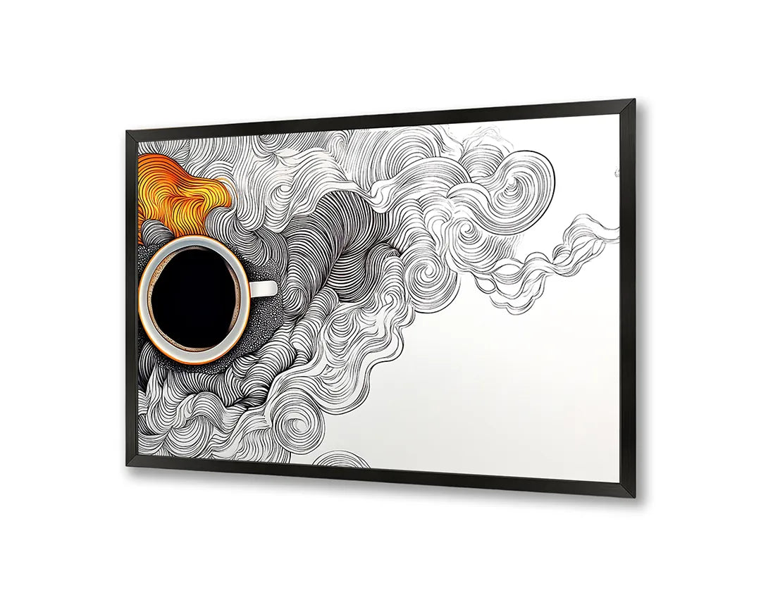 Metalen Magneetbord met hoogwaardige afbeelding van Koffiekopje doodle kunst voor aan de muur