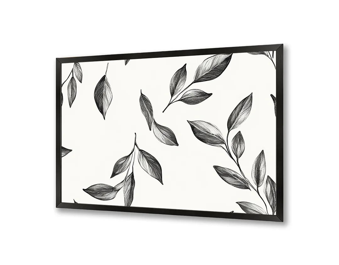Metalen Magneetbord met hoogwaardige afbeelding van Zwart wit bladeren patroon voor aan de muur