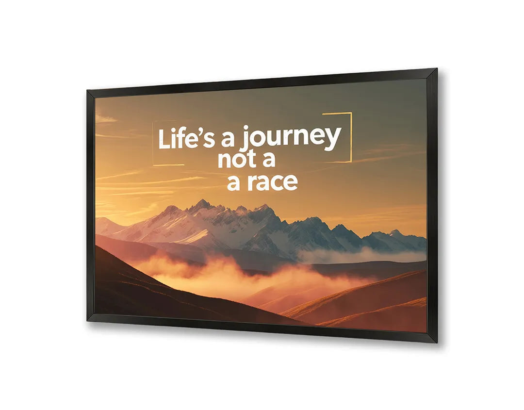 Metalen Magneetbord met hoogwaardige afbeelding van Lifes a journey not a race bergen voor aan de muur