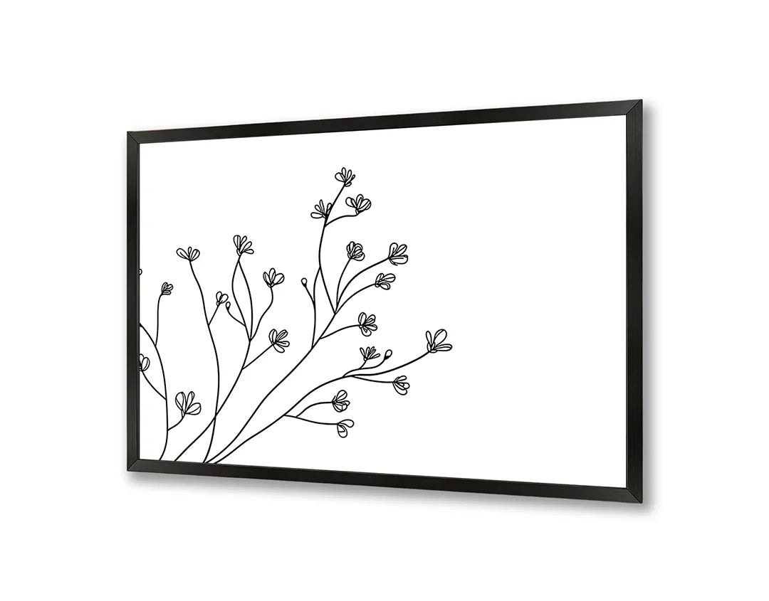 Metalen Magneetbord met hoogwaardige afbeelding van Fijne takjes met bloemen lijntekening voor aan de muur