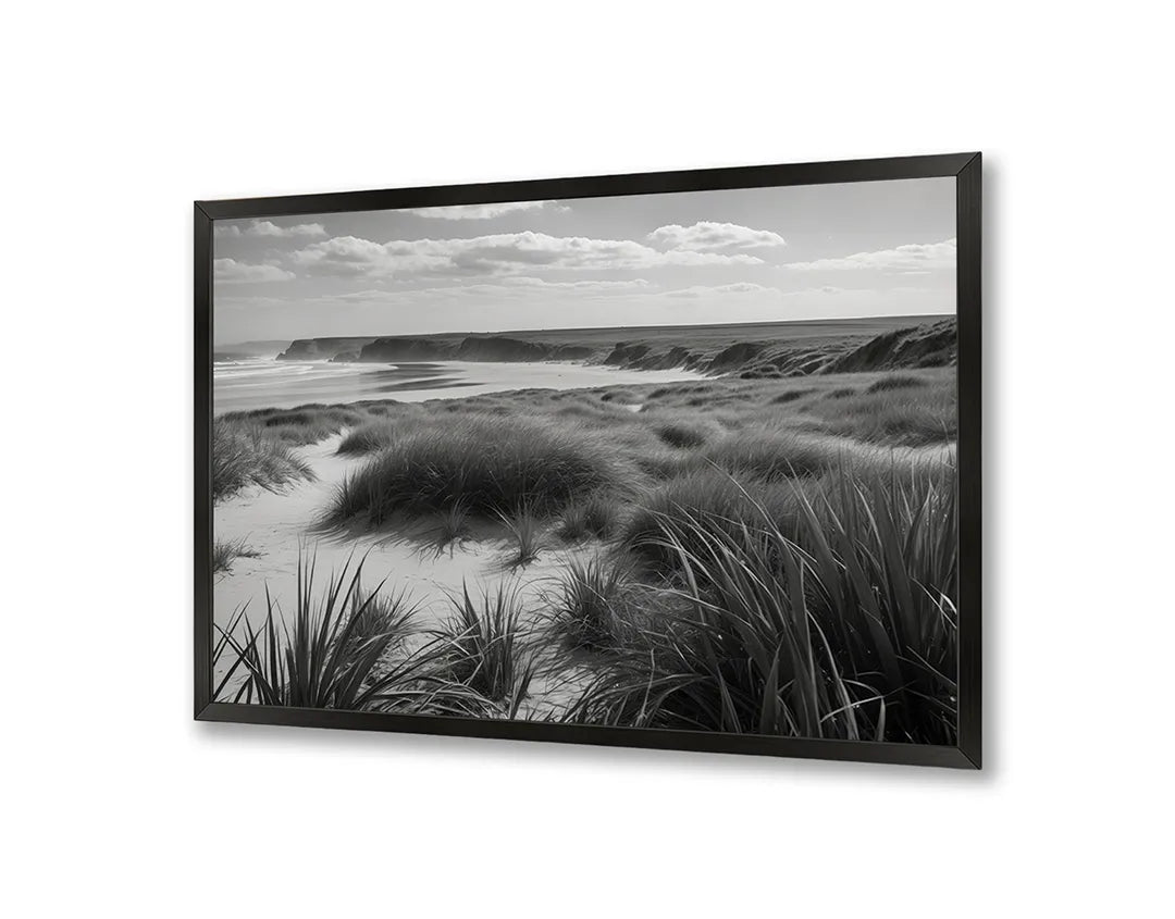 Metalen Magneetbord met hoogwaardige afbeelding van Duinlandschap zwart wit voor aan de muur