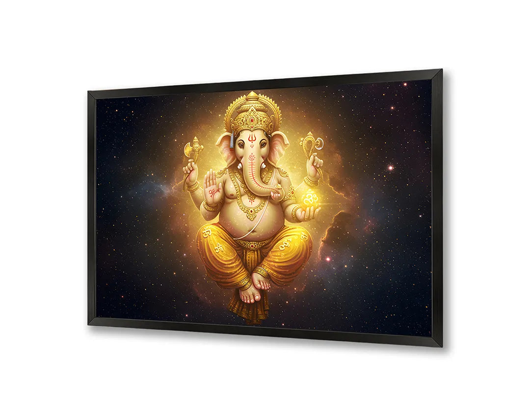 Metalen Magneetbord met hoogwaardige afbeelding van Gouden Ganesha godheid stralen voor aan de muur