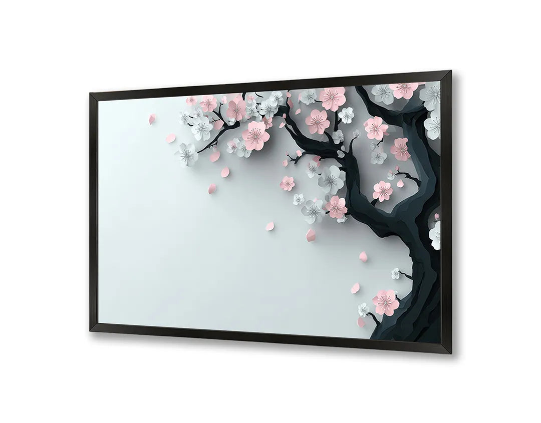 Metalen Magneetbord met hoogwaardige afbeelding van Roze bloesem tak zacht voor aan de muur