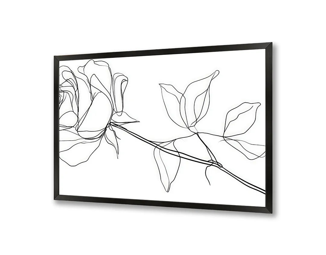 Metalen Magneetbord met hoogwaardige afbeelding van Roos lijntekening minimalistisch voor aan de muur