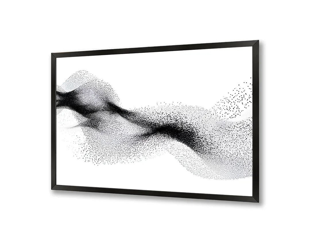Metalen Magneetbord met hoogwaardige afbeelding van Zwarte golvende deeltjes wit voor aan de muur