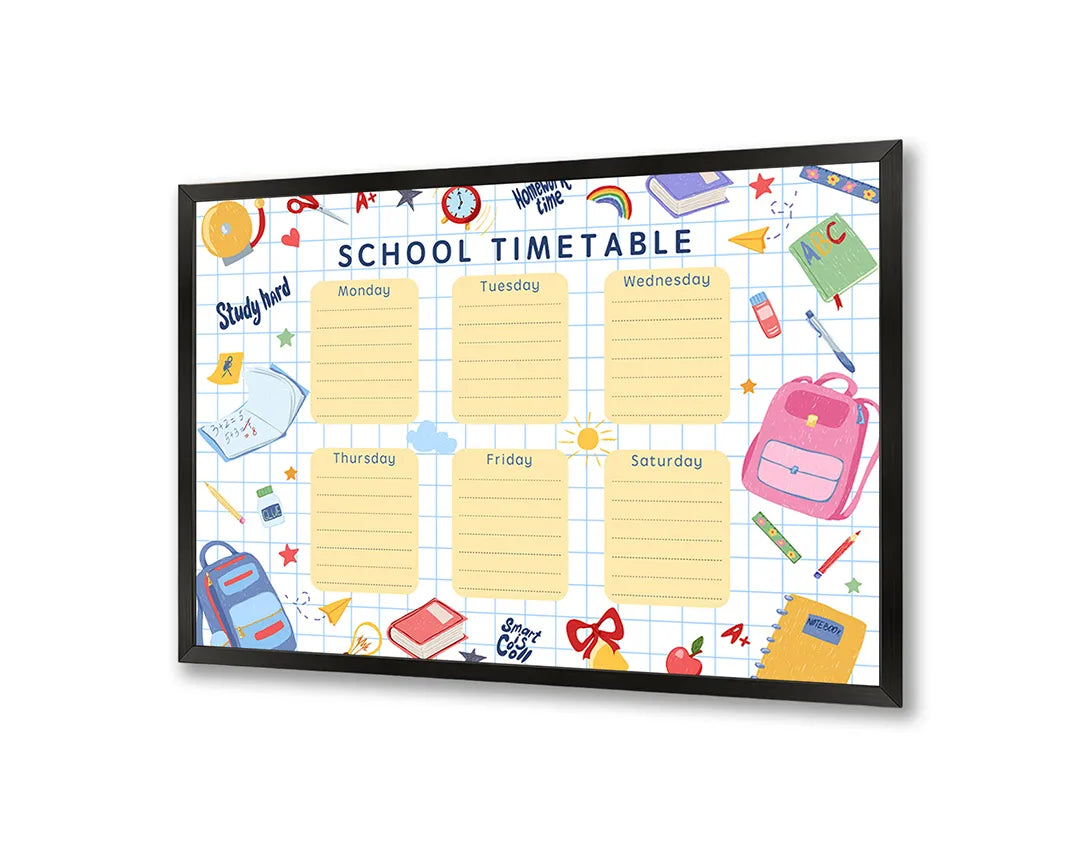 Metalen Magneetbord met hoogwaardige afbeelding van School timetable vrolijk rooster voor aan de muur