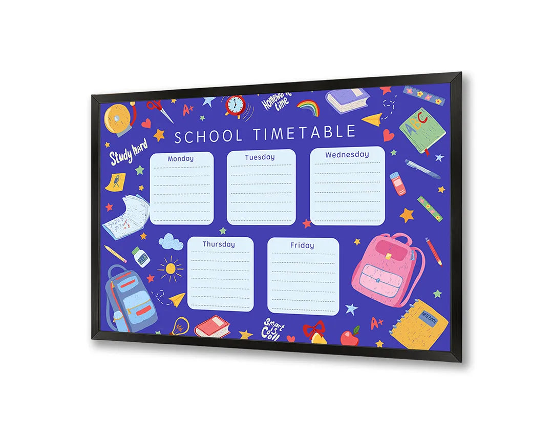 Metalen Magneetbord met hoogwaardige afbeelding van School timetable paars rooster voor aan de muur