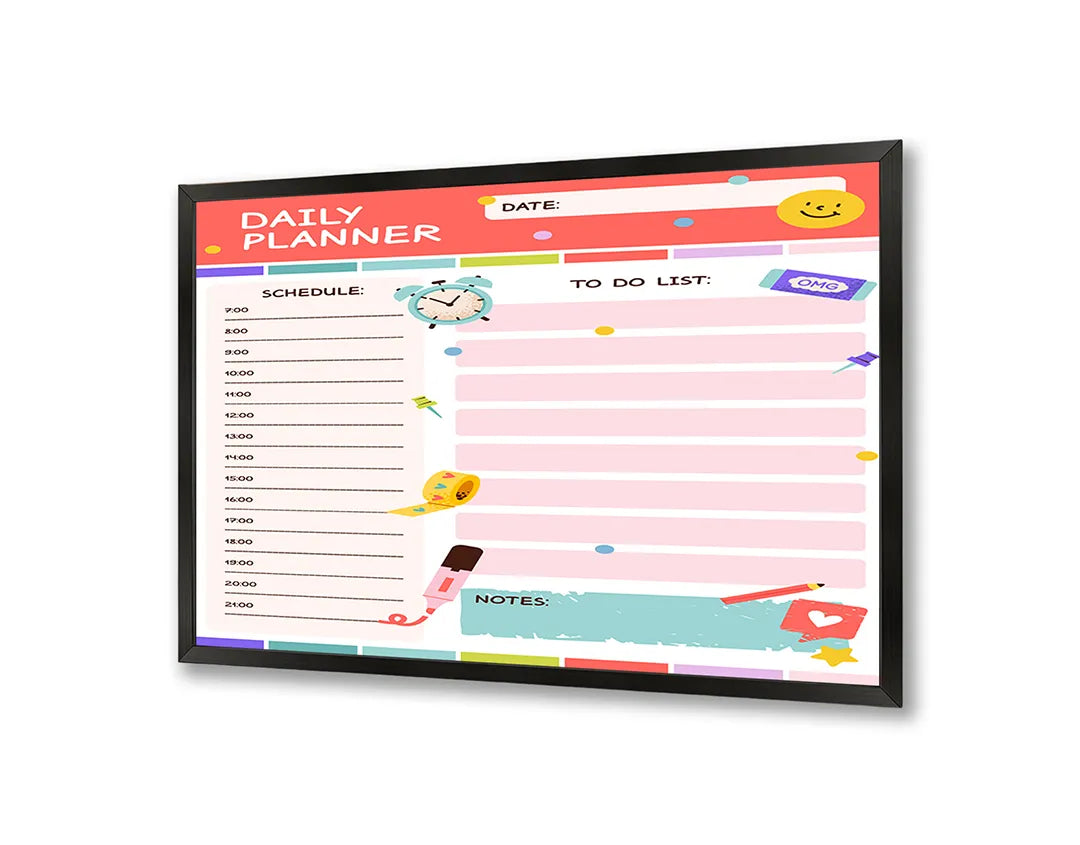 Metalen Magneetbord met hoogwaardige afbeelding van Daily planner roze voor aan de muur