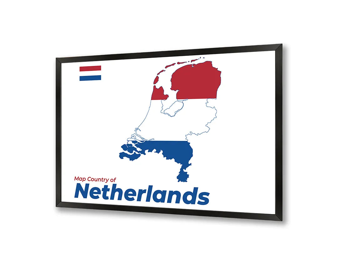 Metalen Magneetbord met hoogwaardige afbeelding van Nederland vlag landkaart voor aan de muur