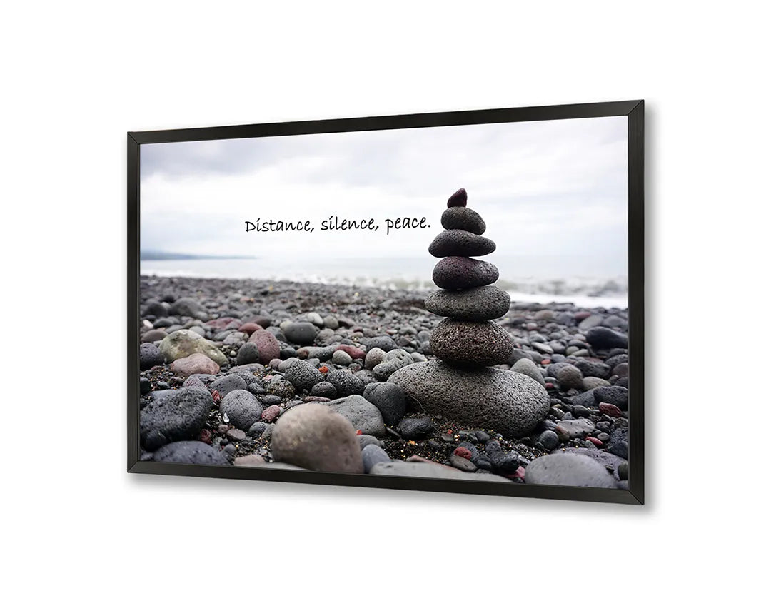 Metalen Magneetbord met hoogwaardige afbeelding van Zen stenen op strand voor aan de muur