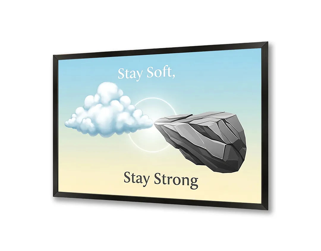 Metalen Magneetbord met hoogwaardige afbeelding van Stay soft stay strong tekst steen voor aan de muur