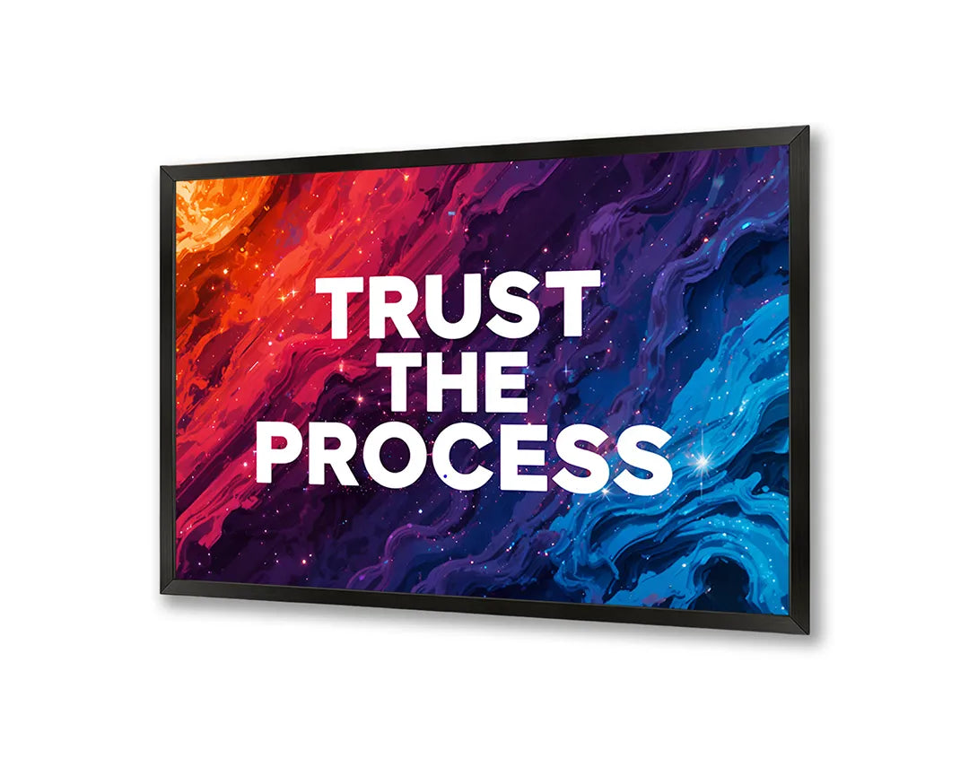 Metalen Magneetbord met hoogwaardige afbeelding van Trust the process verf splash voor aan de muur