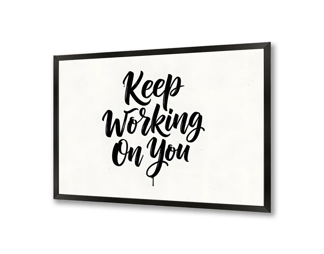 Metalen Magneetbord met hoogwaardige afbeelding van Keep working on you quote voor aan de muur