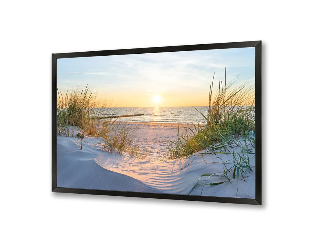 Metalen Magneetbord met afbeelding van zonsondergang over het strand in warme pastelkleuren kleuren