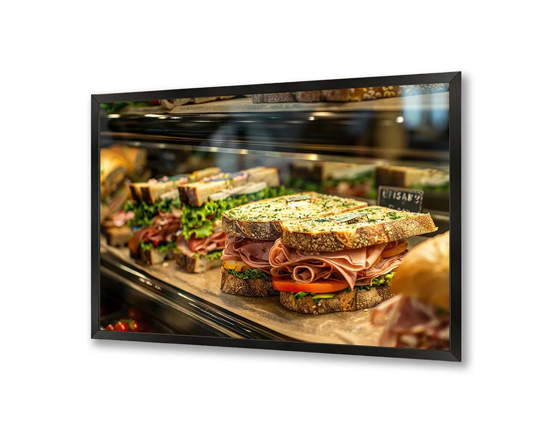 Metalen Magneetbord met print van Broodjes in vitrine perfect als decoratie