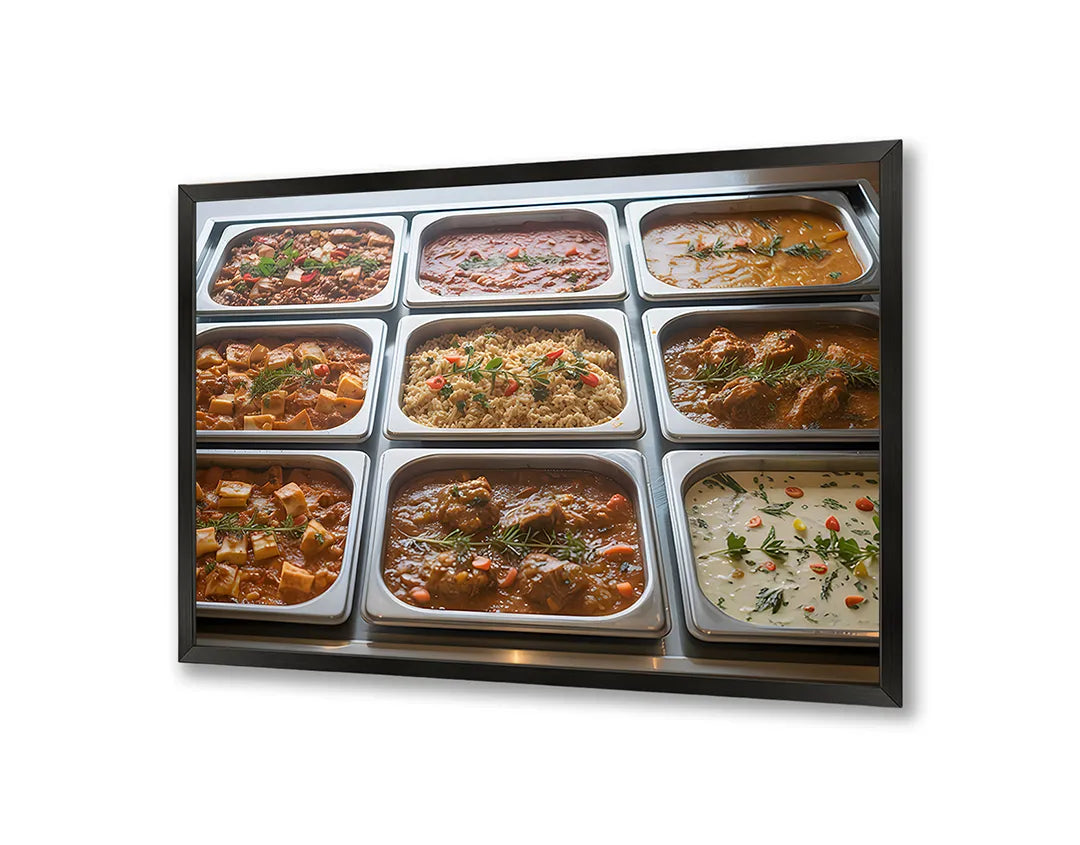 Metalen Magneetbord met print van Tapas bakjes gerechten perfect als decoratie