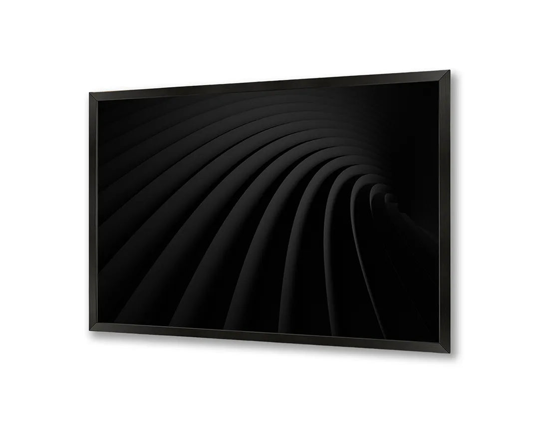 Metalen Magneetbord met afbeelding van abstracte golvende 3D lijnen in diepzwart kleuren