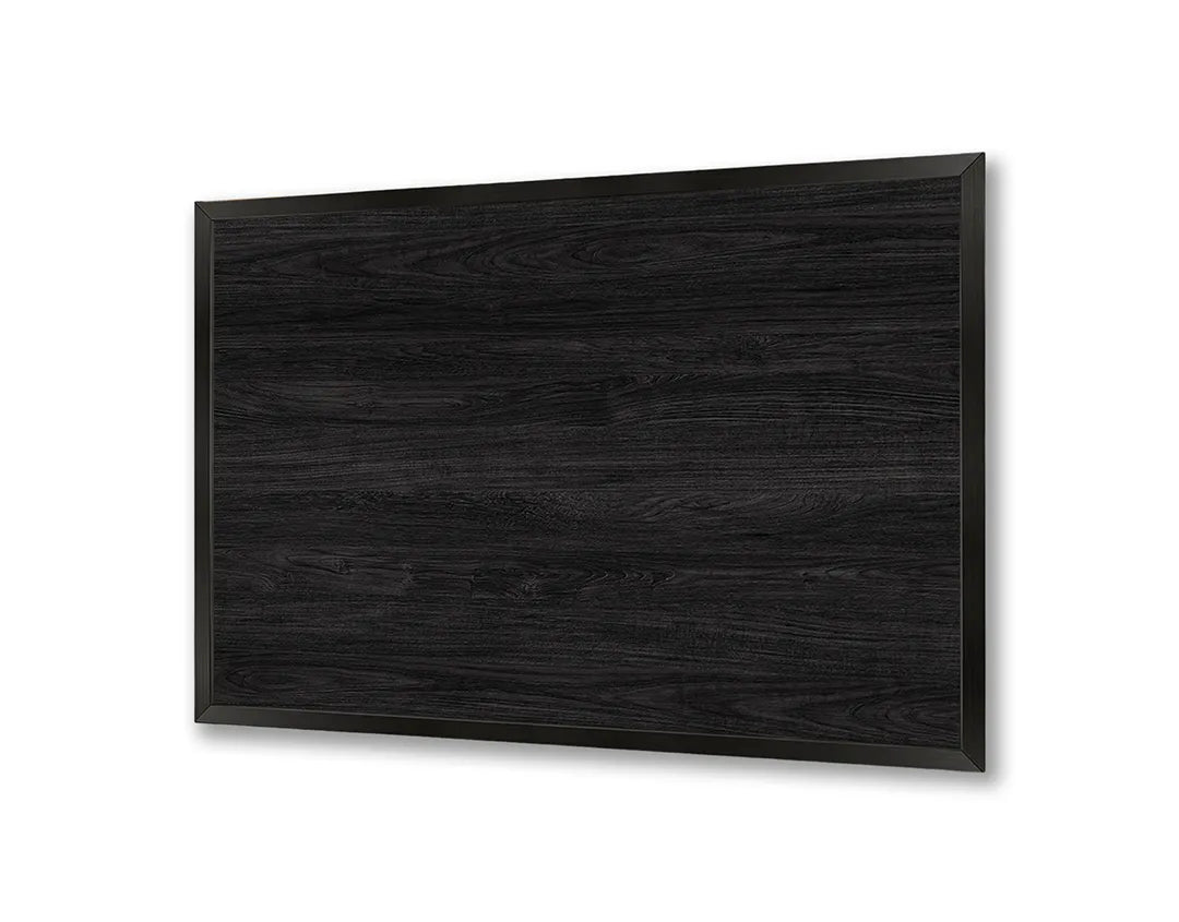 Metalen Magneetbord met afbeelding van donker zwart houten paneel in mat zwart kleuren