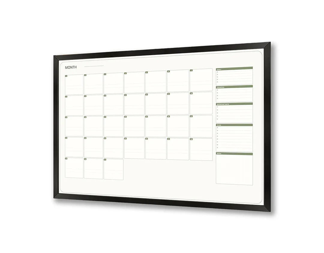 Metalen Magneetbord met print van Groene kalender grid perfect als decoratie