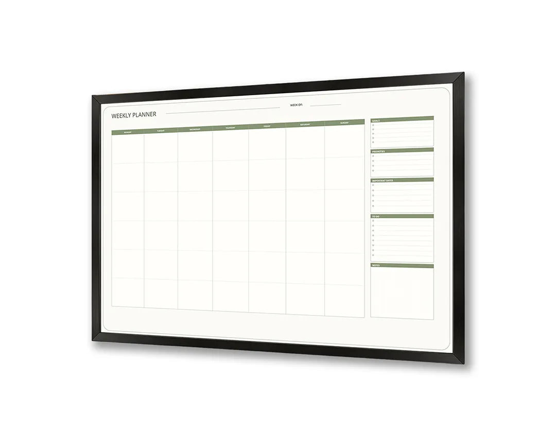 Metalen Magneetbord met print van Groene kalender grid variant perfect als decoratie