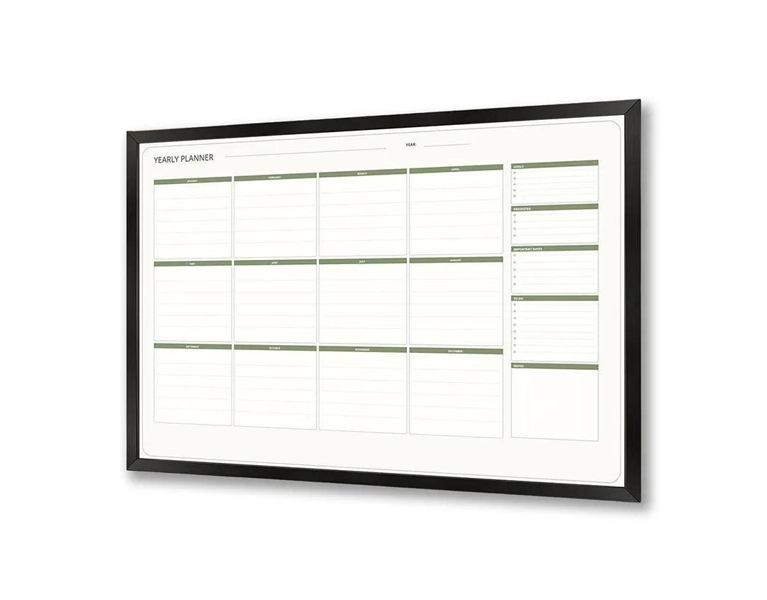 Metalen Magneetbord met print van Groene kalender grid met notities perfect als decoratie
