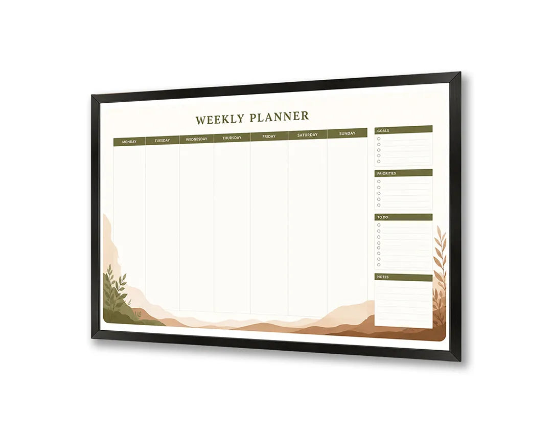 Metalen Magneetbord met print van Grijze planner met plantje perfect als decoratie