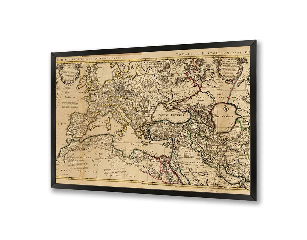 Metalen Magneetbord met klassieke vintage wereldkaart prachtig afgedrukt in uiterst warme en nostalgische sepia kleuren
