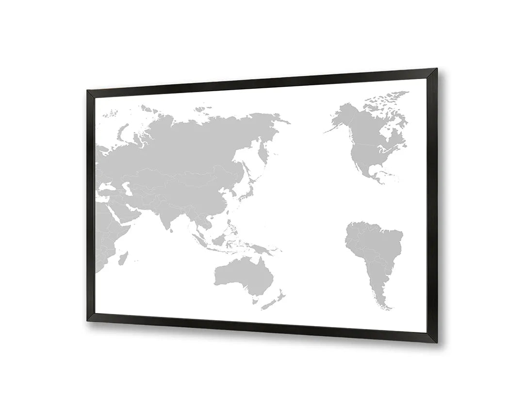 Metalen Magneetbord met print van Wereldkaart grijs wit perfect als decoratie