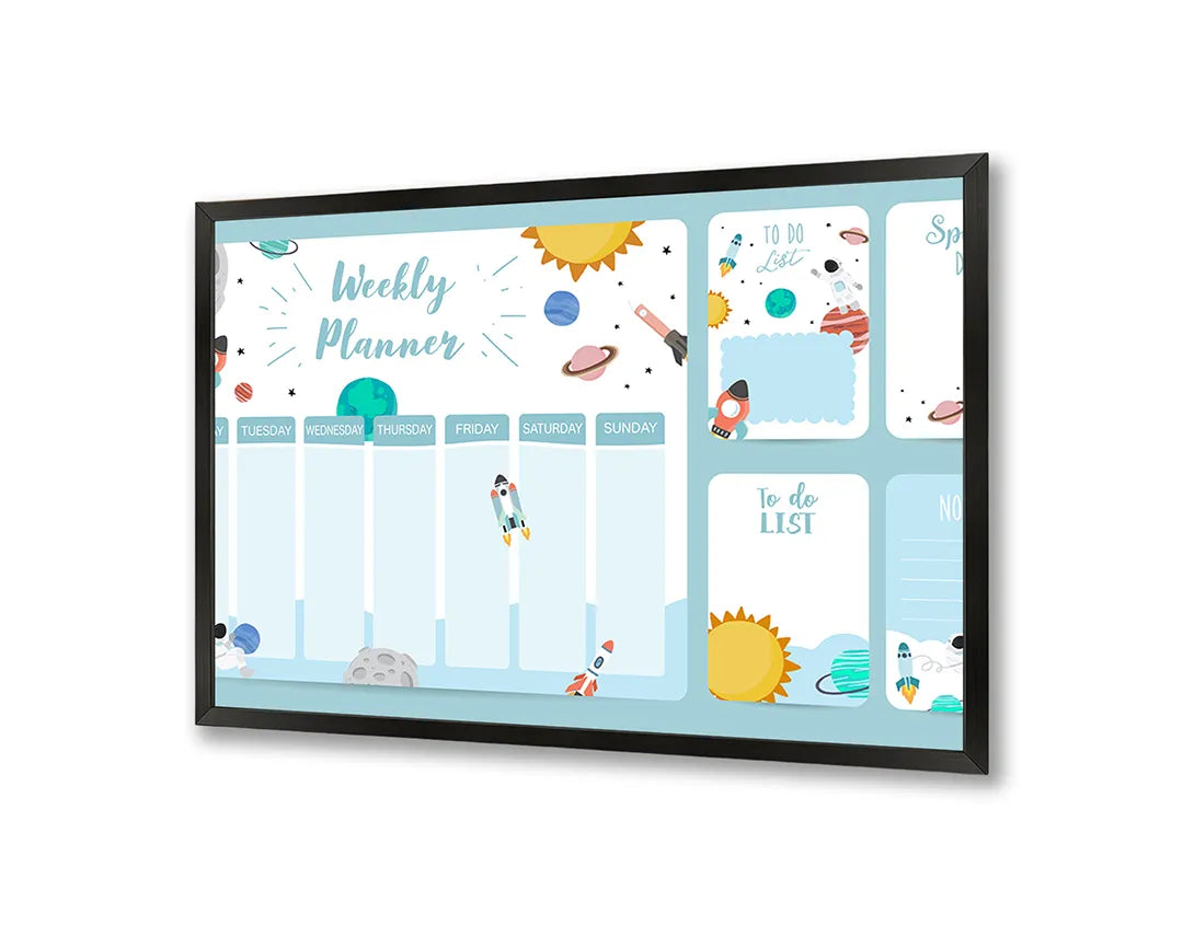 Metalen Magneetbord met print van Weekplanner blauw kind perfect als decoratie