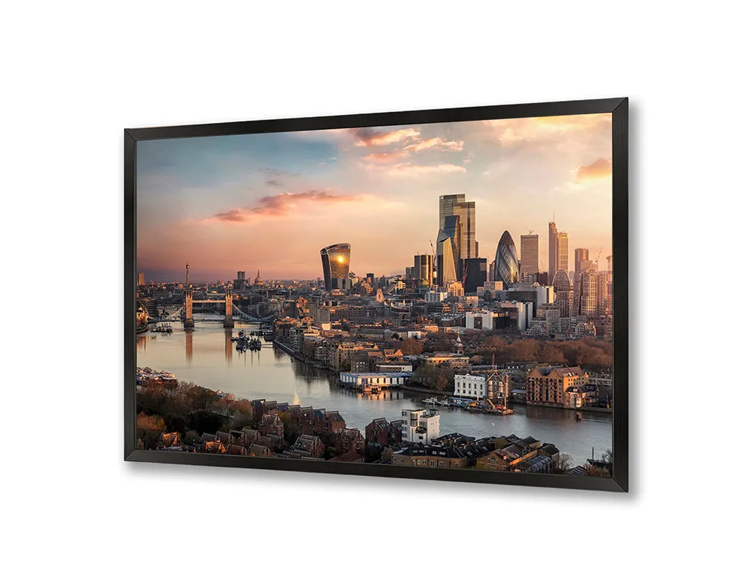 Metalen Magneetbord met print van Londen skyline zonsondergang perfect als decoratie