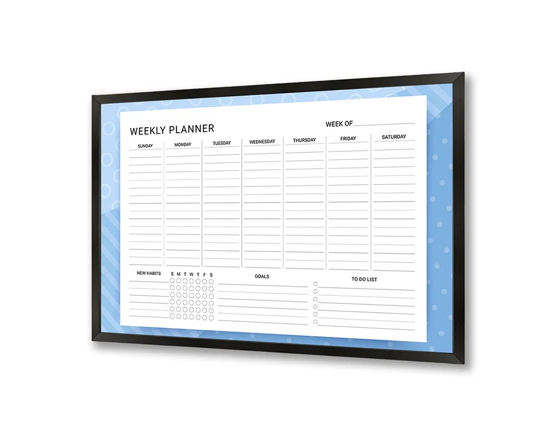 Metalen Magneetbord met print van Weekplanner blauw perfect als decoratie