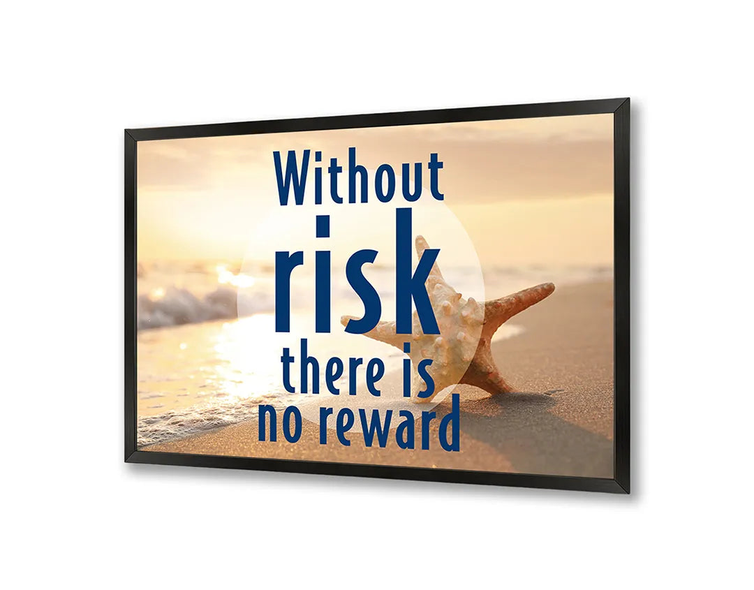 Metalen Magneetbord met print van Without risk tekst strand perfect als decoratie