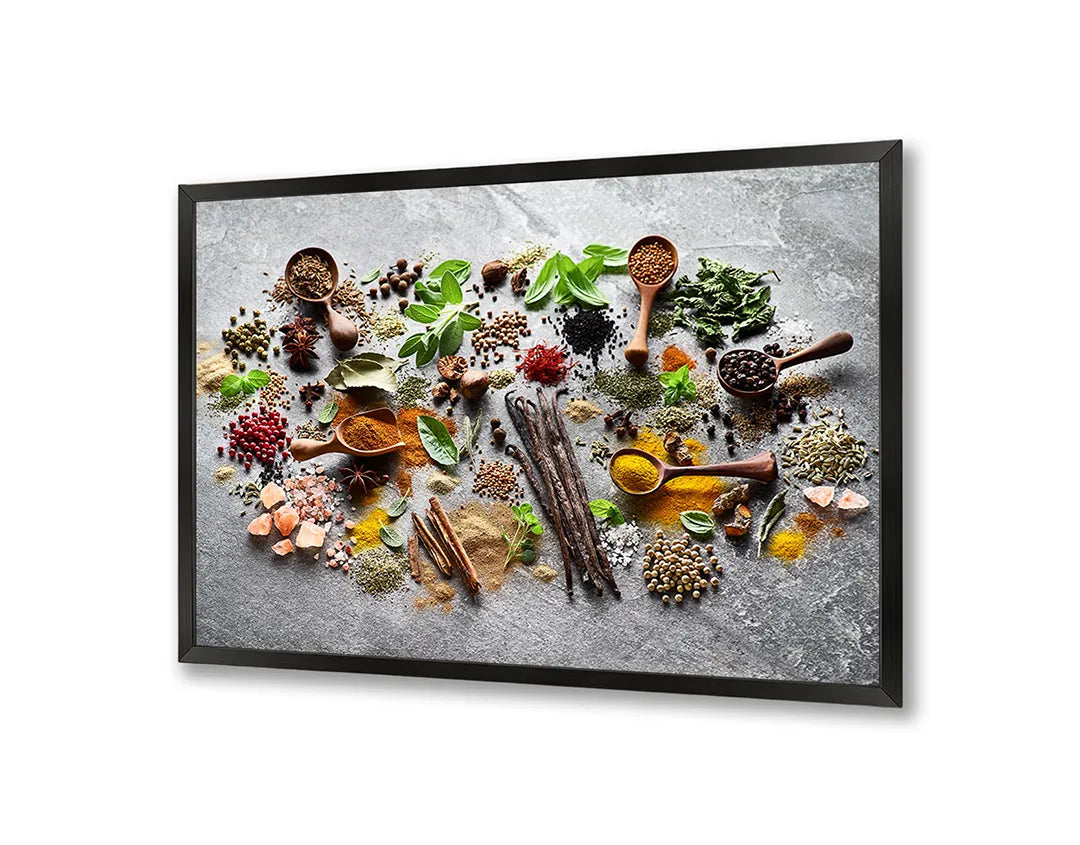 Metalen Magneetbord met print van Kruiden op stenen tafel perfect als decoratie