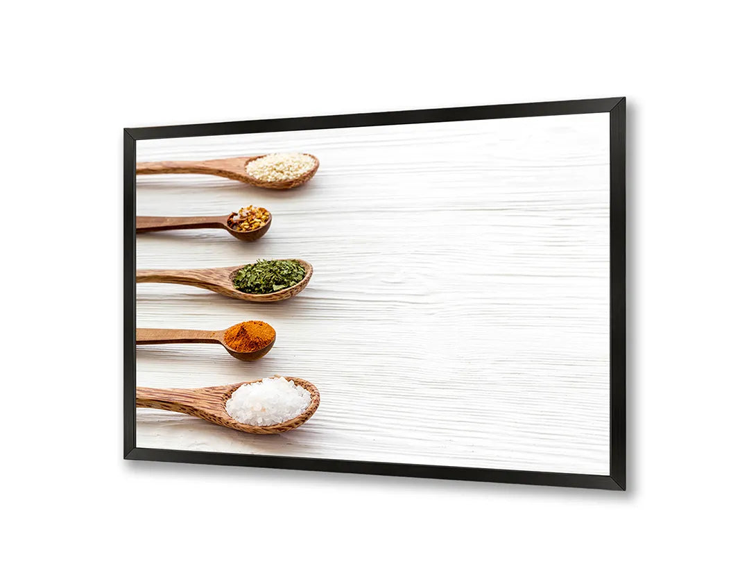 Metalen Magneetbord met print van Houten lepels specerijen perfect als decoratie