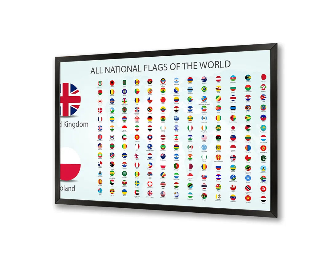 Metalen Magneetbord met print van Wereldvlaggen poster perfect als decoratie