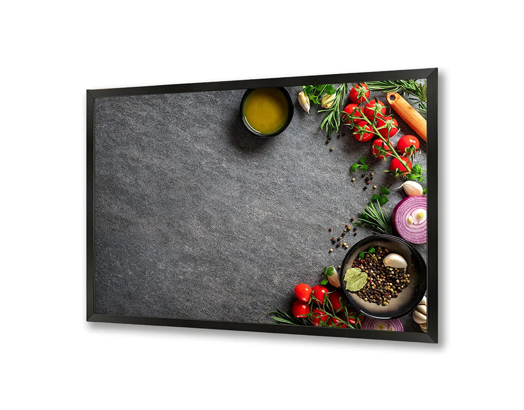 Metalen Magneetbord met print van Kook ingredienten donker perfect als decoratie