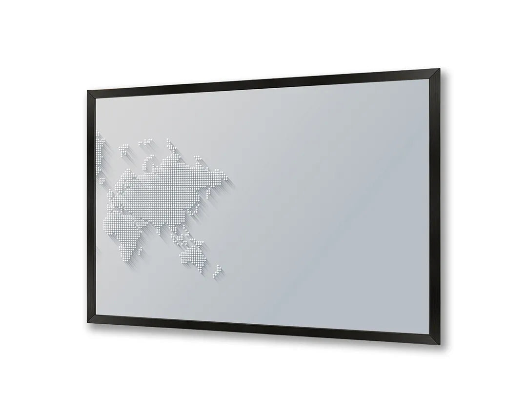 Metalen Magneetbord met print van Wereldkaart grijs 3D perfect als decoratie