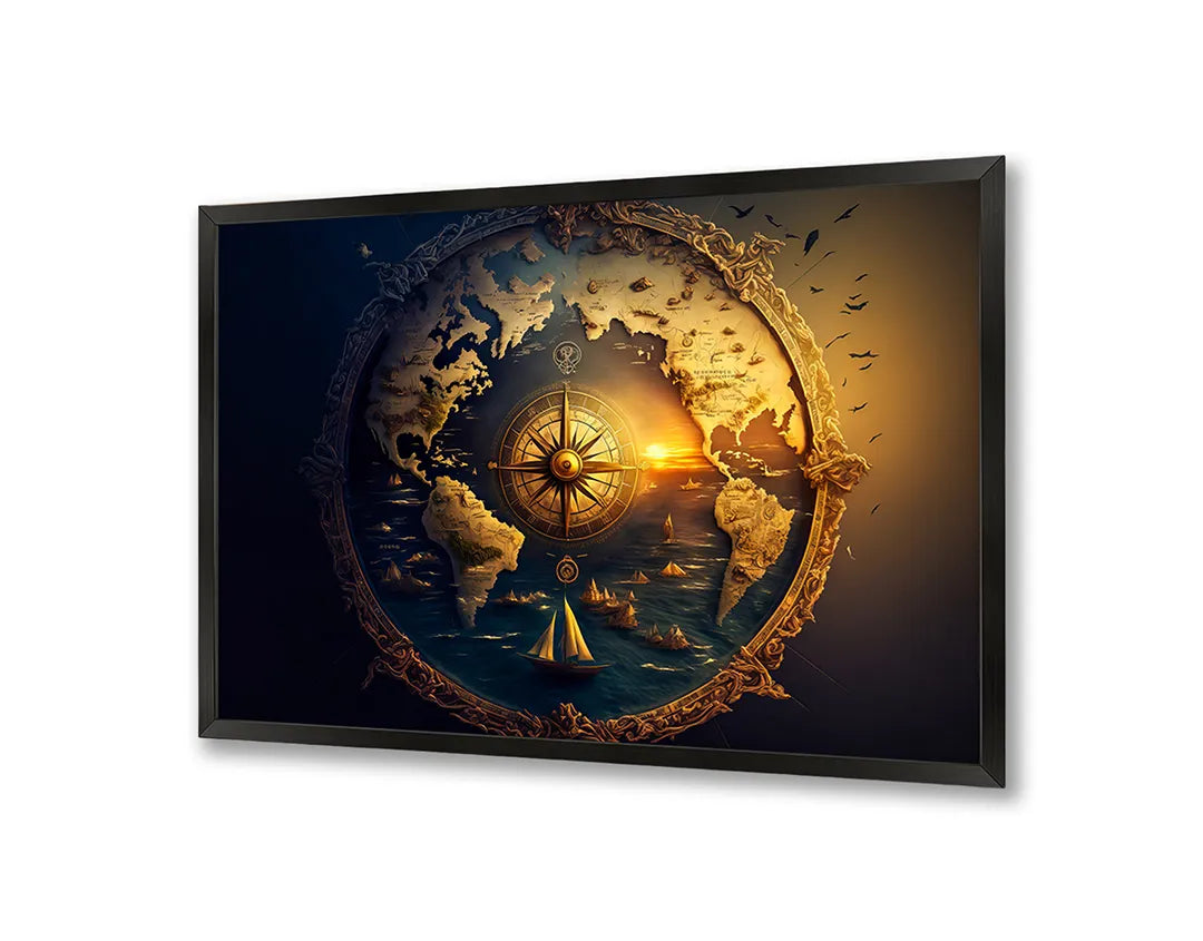Metalen Magneetbord met print van Kompas ster in ruimte perfect als decoratie